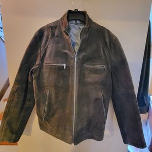 Kenneth Cole Brown Leather suede biker jacket. Size Large